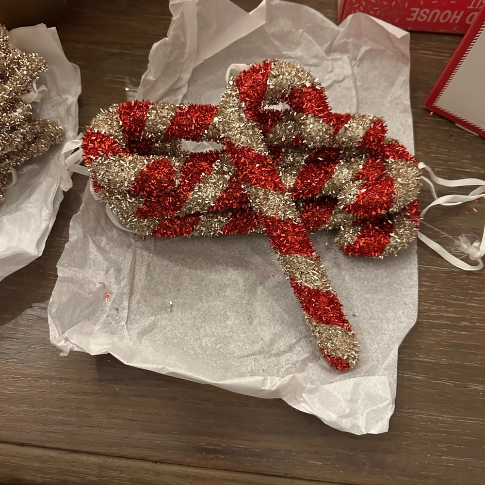 Pottery Barn Silver Candy Cane Holiday Ornament